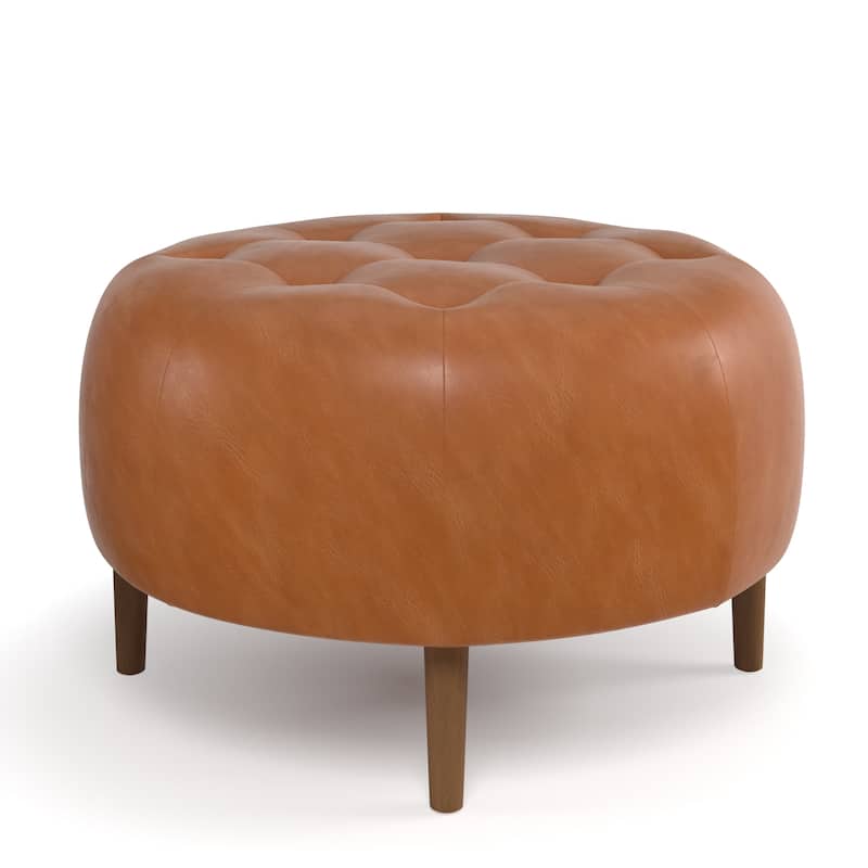 Harding Genuine Leather Round Ottoman