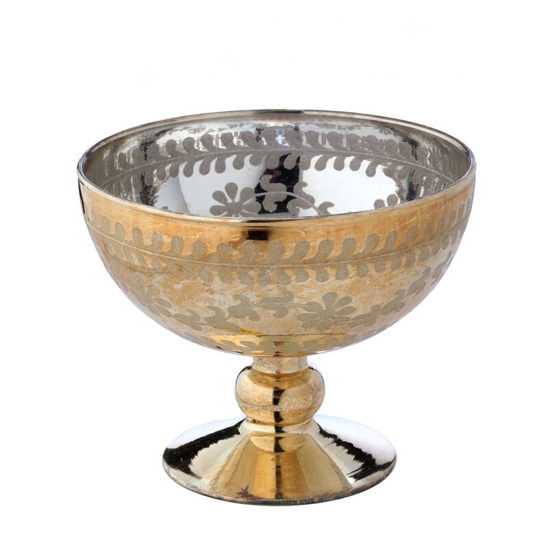 4.5" Etched Footed Glass Pedestal Bowl