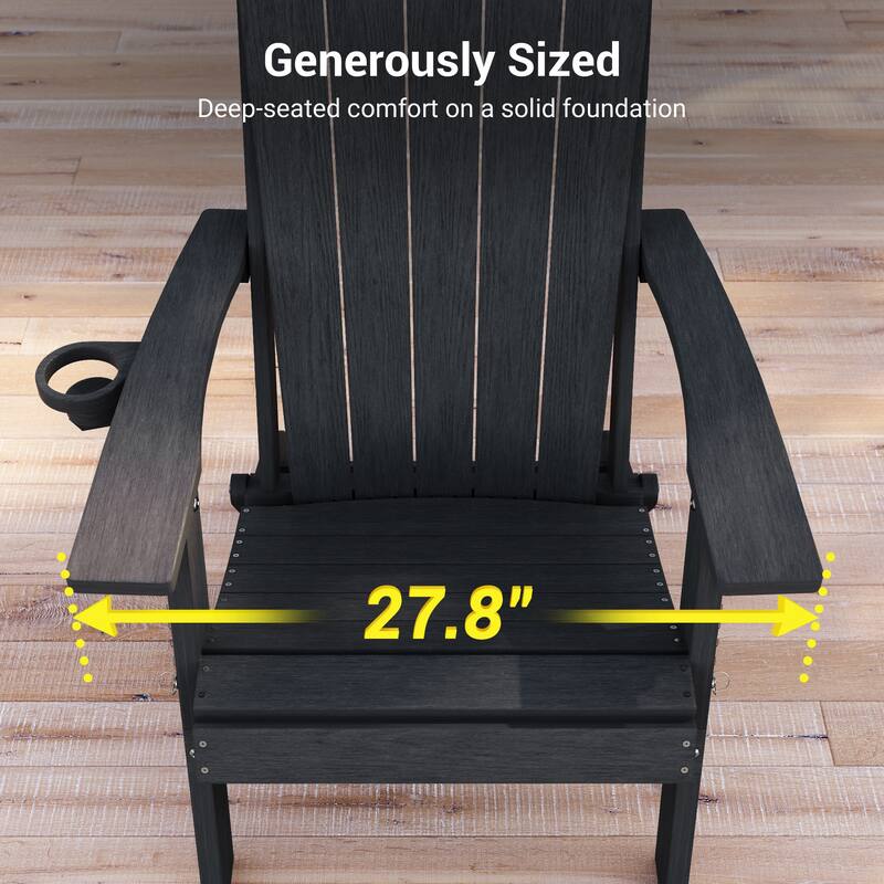 Foldable HDPE Adirondack Chair All-Weather W/ Cup Holder