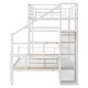 preview thumbnail 4 of 17, Metal Twin over Full Bunk Bed with Storage Staircase and Open Wardrobe
