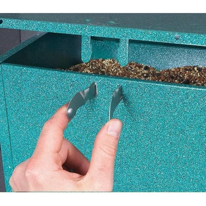 Rugged Green Metal Squirrel-Proof Bird Feeder with Easy-Refill Top and Pole Mount - 12"L x 14.5"W x 9.5"H