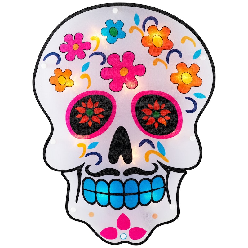 15" Day of the Dead Sugar Skull Halloween Window Silhouette Decor