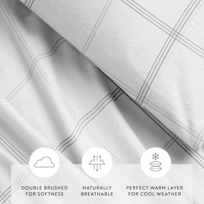 Becky Cameron Checkered 4 Piece 100% Cotton Brushed Flannel Deep Pocket Bed Sheet Set