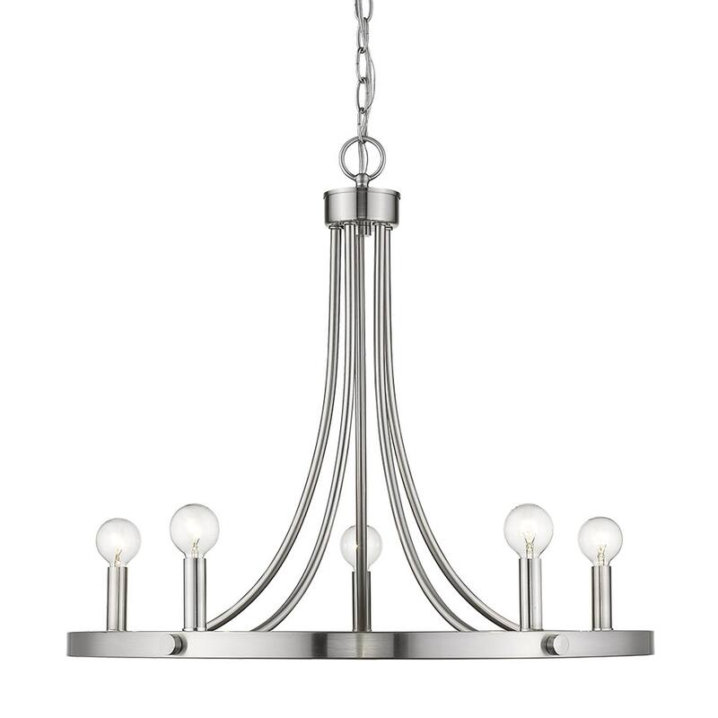 HomeRoots Silver Candle Style Five Light Metal Dimmable Chandelier - 25' X '21.5' X '25