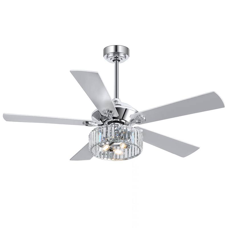 52-inch 5-Blade Chrome Crystal Ceiling fan with Light and Remote