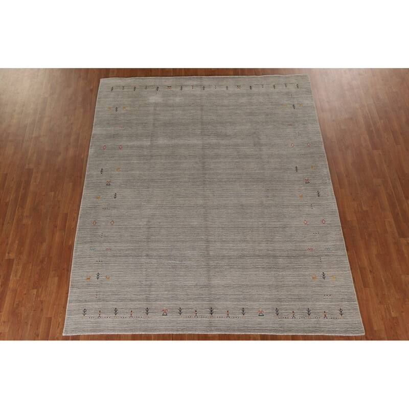 Gabbeh Oriental Area Rug Hand-Knotted Wool Carpet - 8'0"x 9'8"