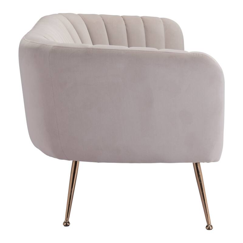HomeRoots 70" Beige Velvet Sofa With Gold Legs
