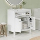 preview thumbnail 4 of 12, 30-Inch Bathroom Vanity with Ceramic Sink, Modern Green Single Bathroom Cabinet White