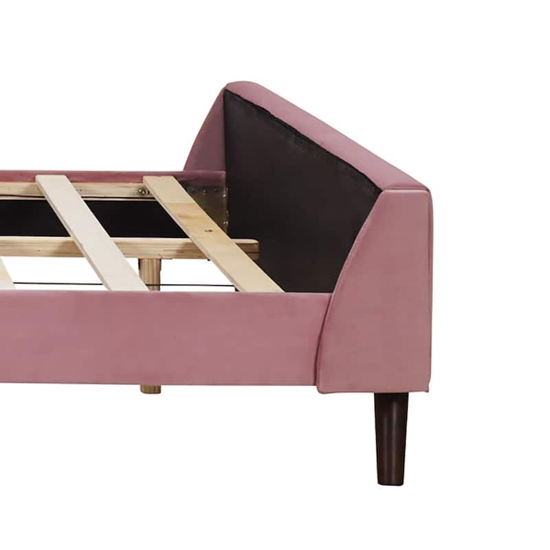 Classic Velvet Upholstered Platform Bed with Centre Support Legs