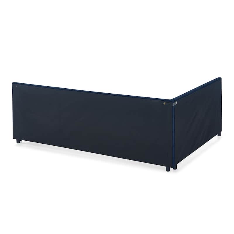 L-shape Frame Sofa Bed Upholstered Tufted Bed Velvet Daybed