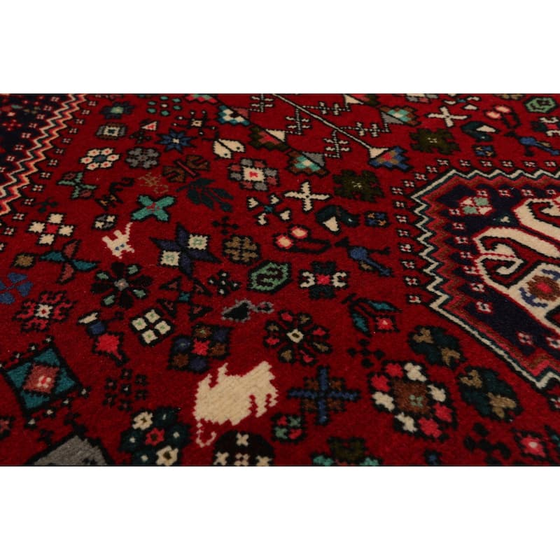 3'7''x5'1'' Hand Knotted Wool Red Abadeh Traditional Rug - 3' 7'' x 5' 1''