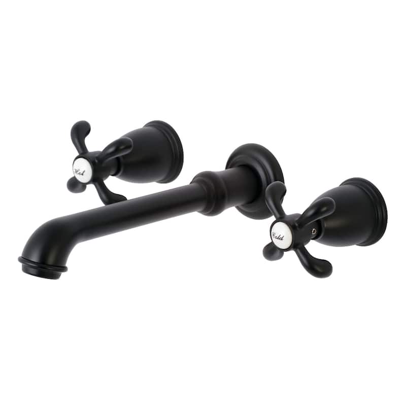 Kingston Brass French Country Two-Handle 3-Hole Wall Mount Bathroom Faucet - Matte Black
