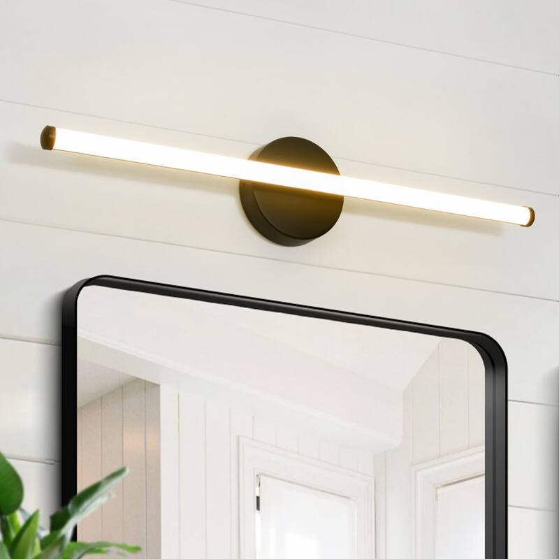 Minimalist 1-Light Dimmable LED Vanity Light Linear Metal Wall Sconce - N/A - Black