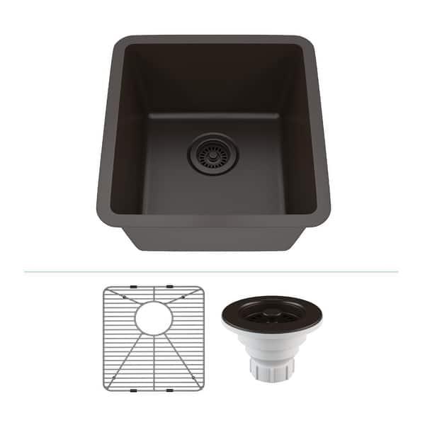 slide 2 of 49, 16" x 18" Quartz Single Bowl Sink Drop-In/Undermount Granite Composite - 16"x18"
