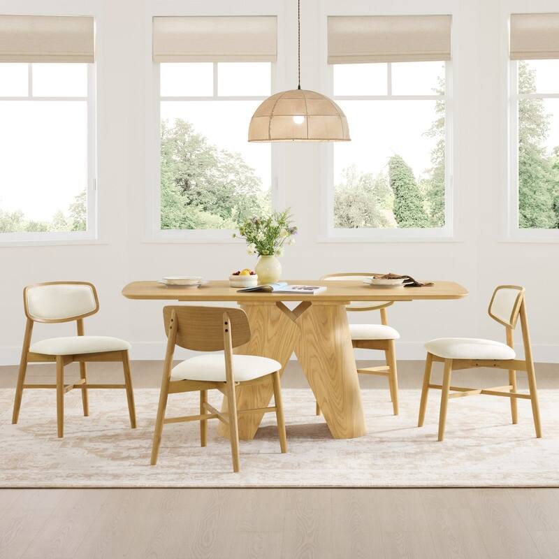 Spruce & Spring Mid-Century Upholstered Dining Chair with Solid Wood Frame