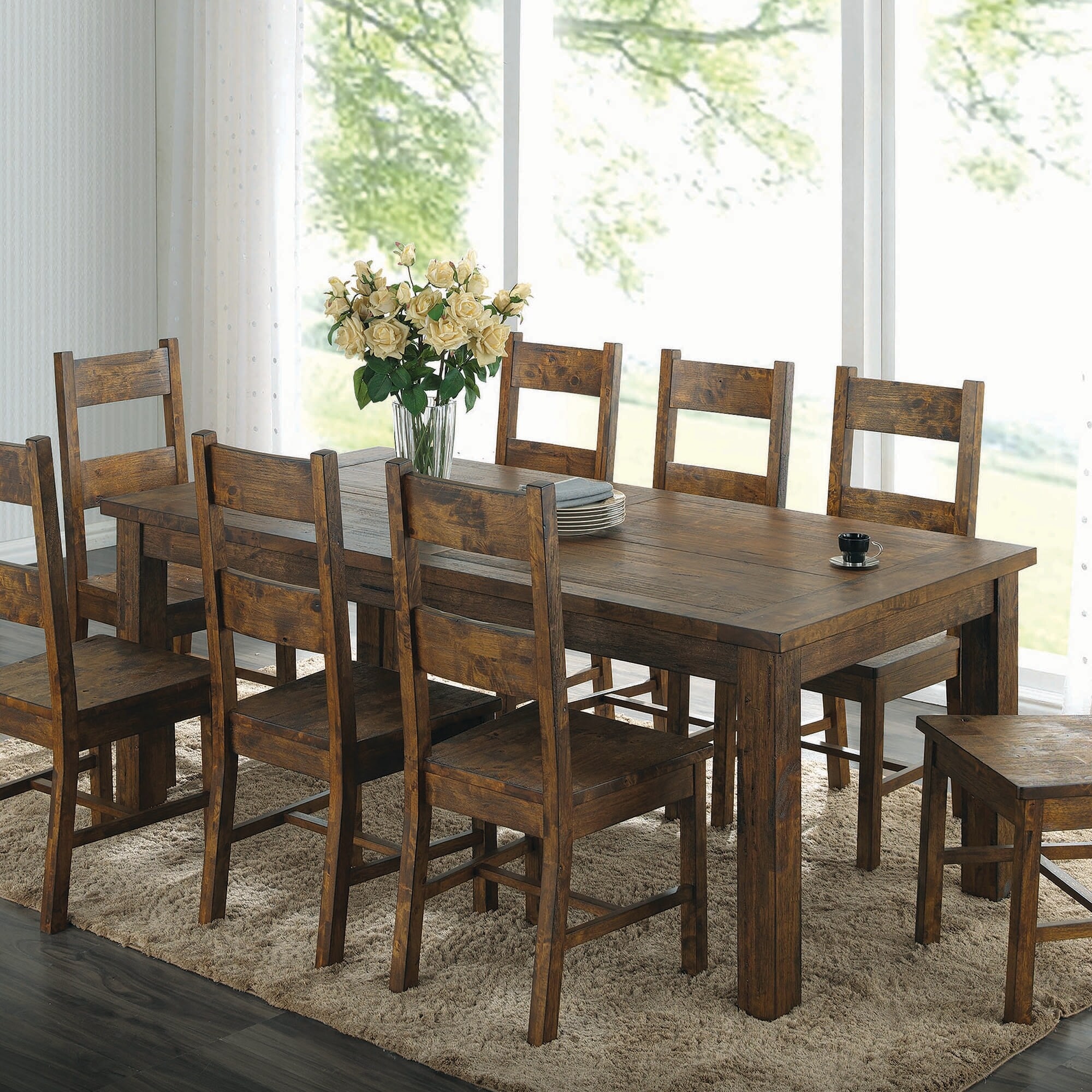 Carbon loft yoona rustic golden shop brown solid wood dining table