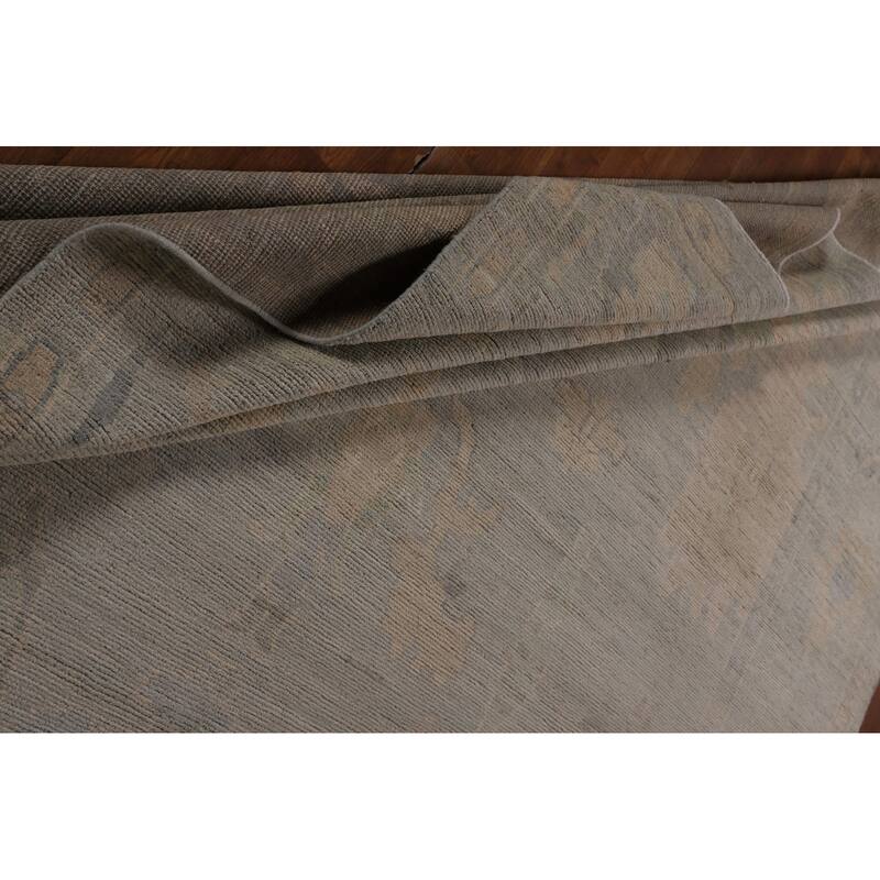 Floral Oushak Turkish Area Rug Hand-Knotted Wool Carpet - 9'2"x 11'8"