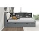 preview thumbnail 16 of 14, Full Size Wood Platform Bed with Trundle, Shelves and Storage Headboard, White