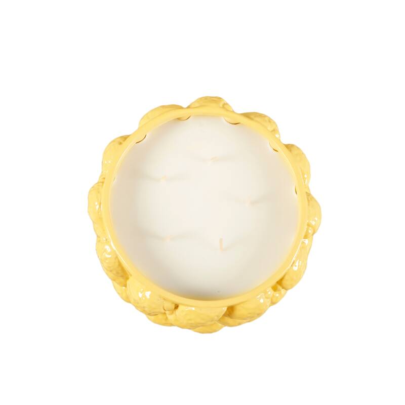 8in Ceramic Lemon Candle - 49oz Triple-Wick Candle with Lemon