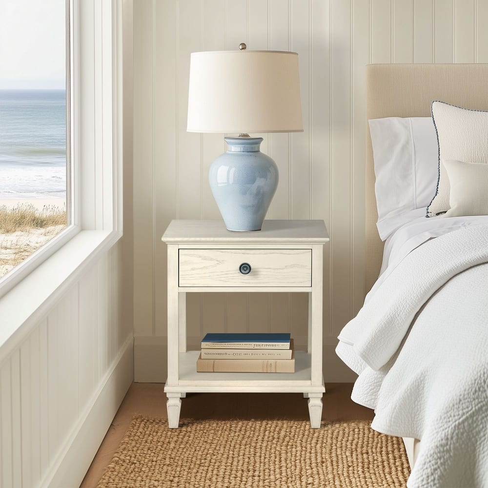 Madison Park Signature Victoria one-drawer wood bedside table with shelf