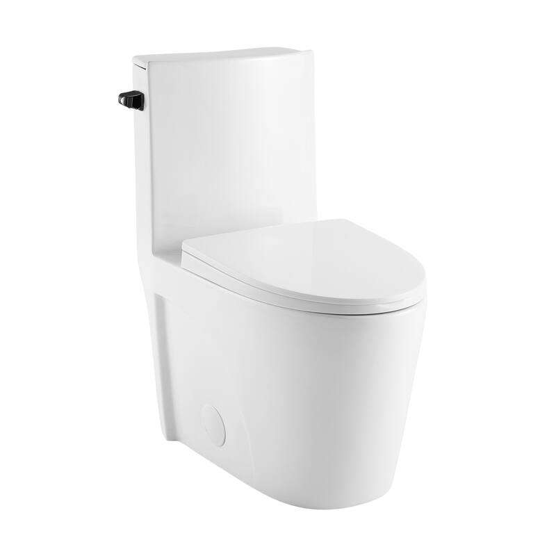 Swiss Madison St. Tropez One-Piece Elongated Toilet Left Side Vortex - Glossy White / Black