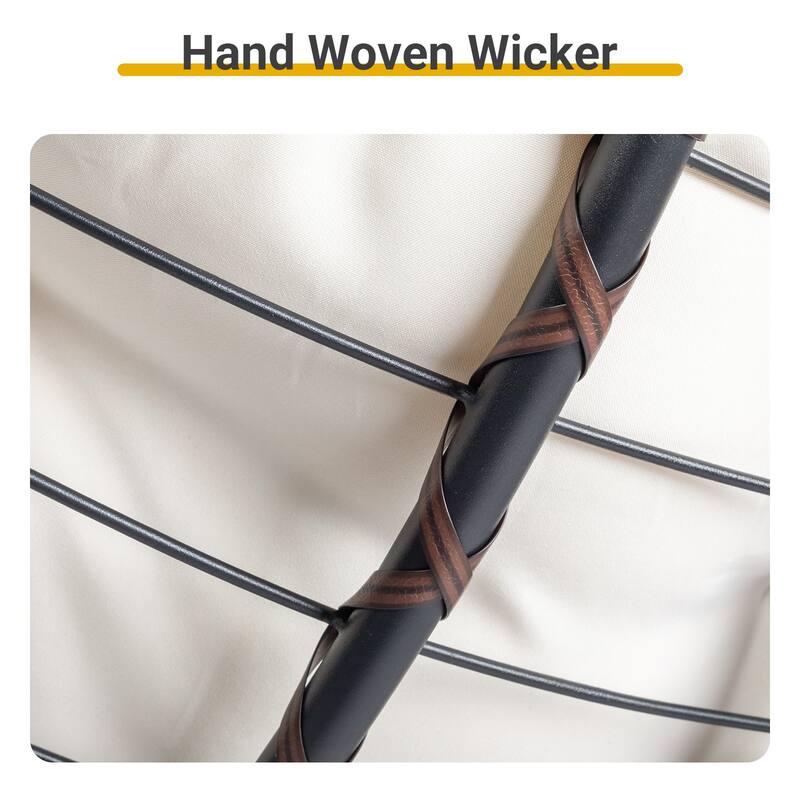 Outdoor Wicker Papasan Chair with Padded Cushion for Patio - 51"D x 30"W x 32"H