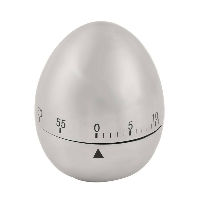 Home Kitchen Stainless Steel Egg Shaped Cooking Alarm Timer 60 Minutes - Silver Tone