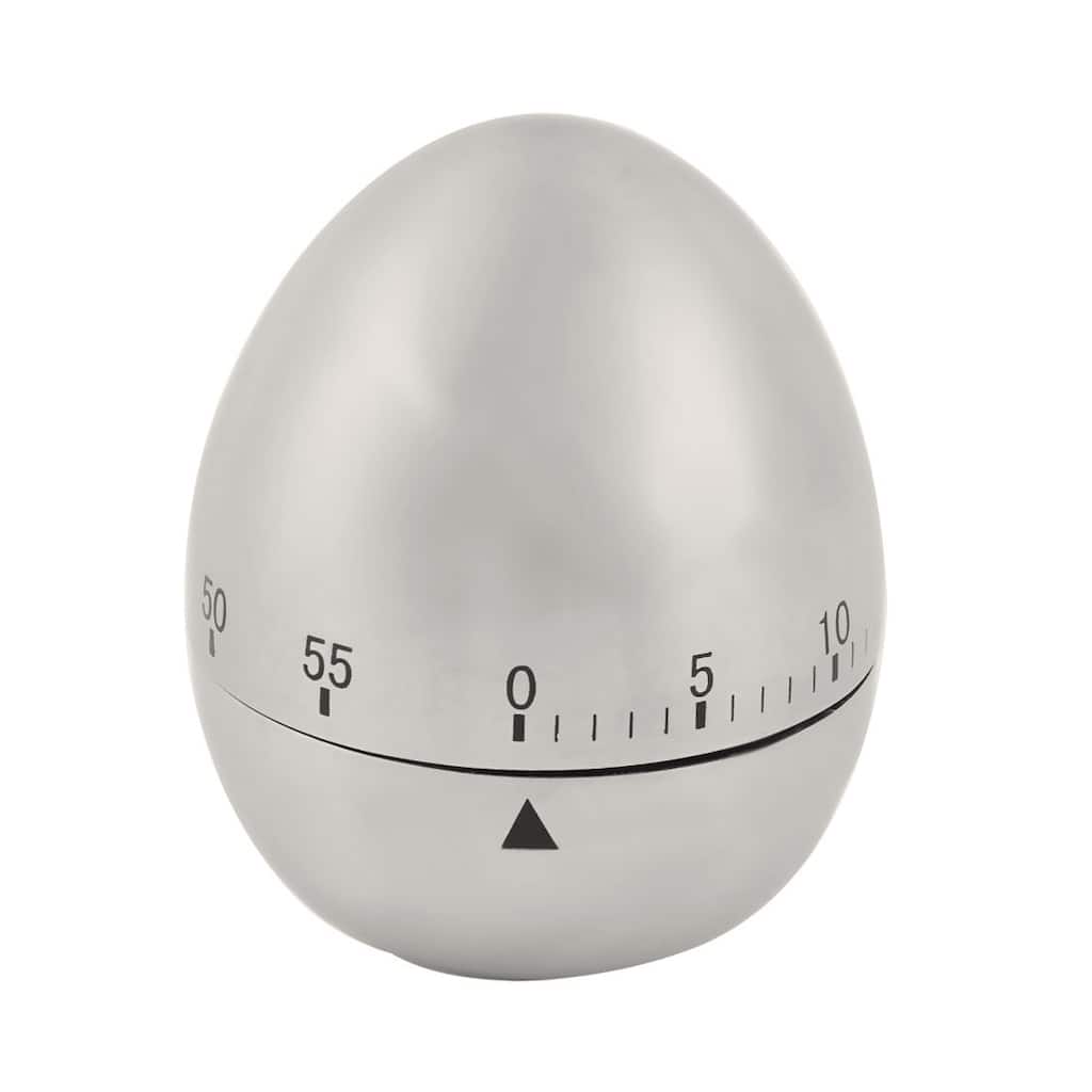 Home Kitchen Stainless Steel Egg Shaped Cooking Alarm Timer 60 Minutes - Silver Tone