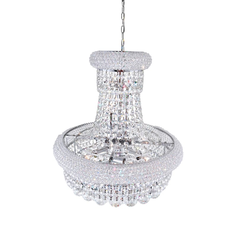 Empire 8 Light 18in Chrome Down Chandelier with Crystals