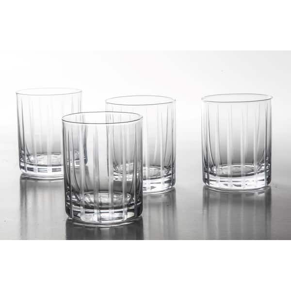 Babish 4 Piece 14 oz DOF Old Fashioned Drinking and Whiskey Glass - Etched Handmade Clear Glass