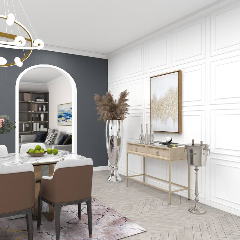 Silver Polystone Glam Vase with Mosaic Mirror Inlay