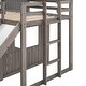 preview thumbnail 40 of 39, Full double wooden bed with slide and guardrail, antique grey