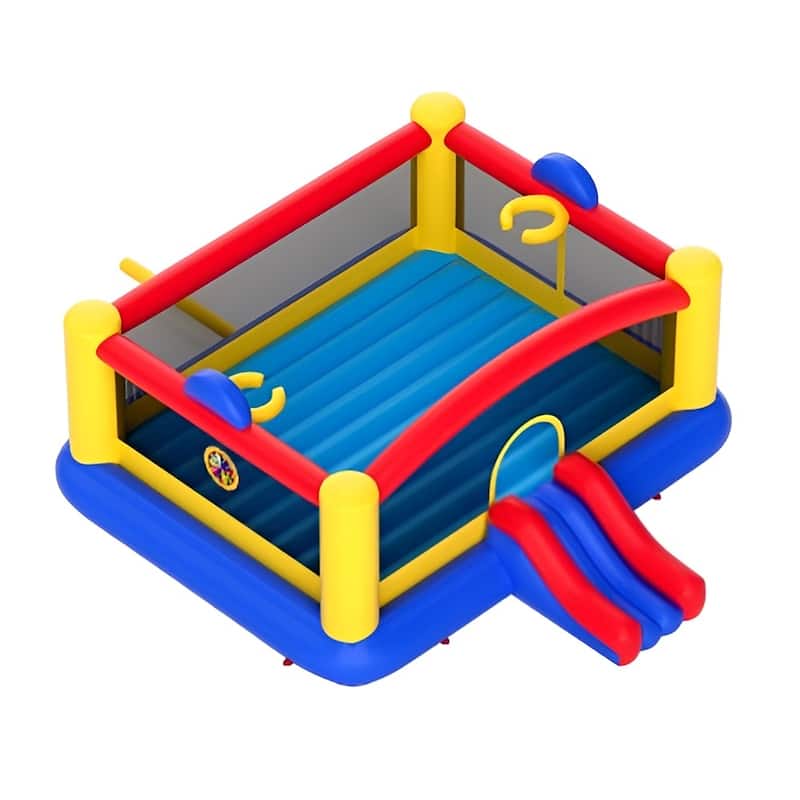 Large Inflatable Bounce House with Slide, Hoop & Games – 400 lbs - Multi - 177.2x173.2x79.9 inches