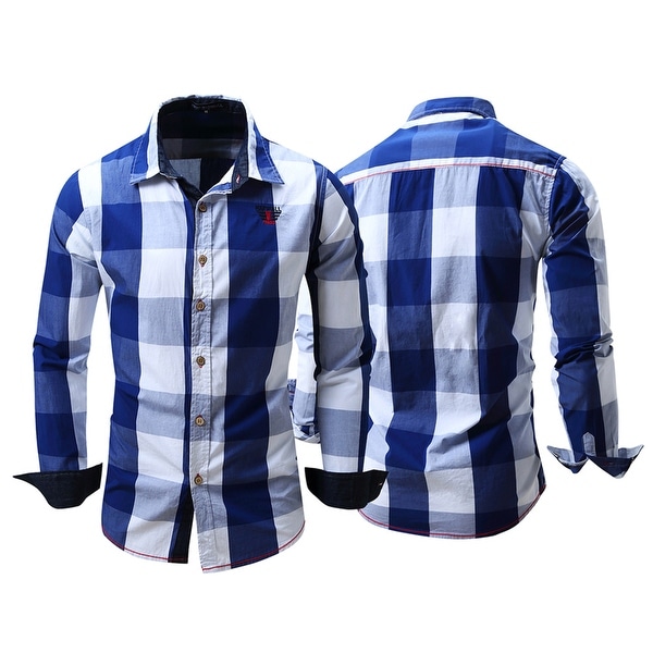 Joe Wenko Men Regular Long-Sleeve Button Down Hollow Out Lace Slim Fit Shirt