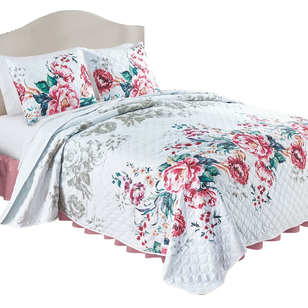 Elegant Roselle Colorful Roses Design Oversized Quilt