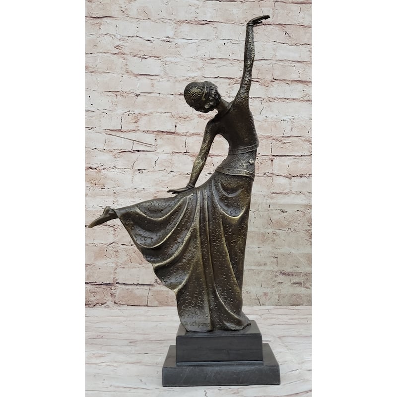 Chiparus Exotic Dancer Bronze Satue Sculpture Marble Base Figurine Hotcast Decor