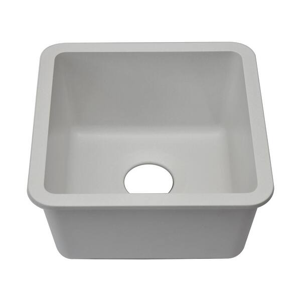 slide 2 of 9, 15 Inch Lexicon Platinum Quartz Composite Drop-in Undermount Single Bowl Galaxy White Kitchen Sink LP-1515-W-SO - 15x15