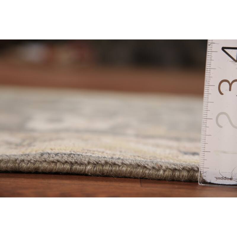 Gray & Ivory Oushak Indian Runner Rug Handmade Wool Carpet - 2'6"x 9'9"