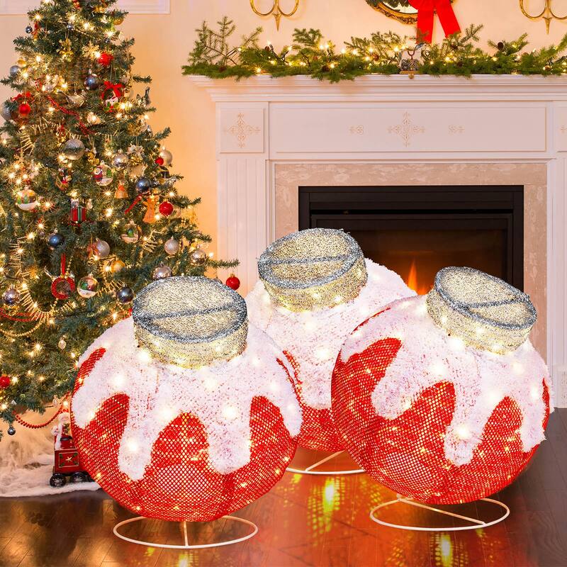 Gymax Outdoor Christmas Lantern Pop-Up Lighted Festive Ball w/ 80 LED - Multi - See Details