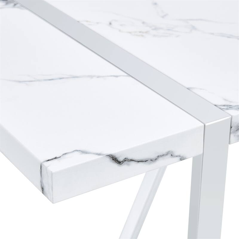 Modern Dining Table, 55 inch Faux Marble Kitchen Table for 4 People