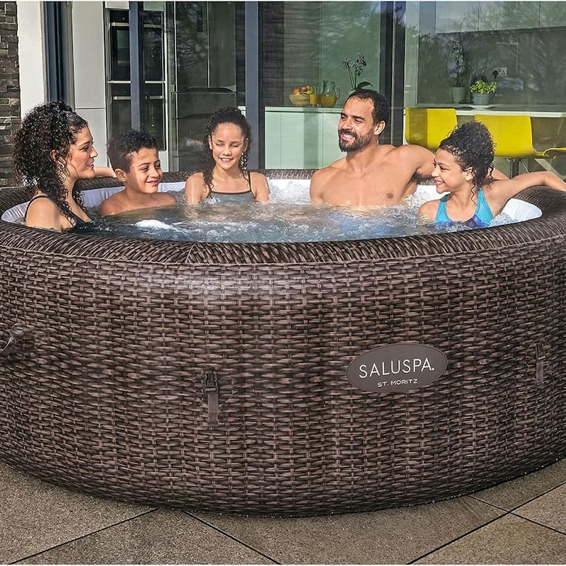 Bestway SaluSpa St Moritz AirJet Inflatable Hot Tub w/ 180 Soothing Jets, Brown - 40