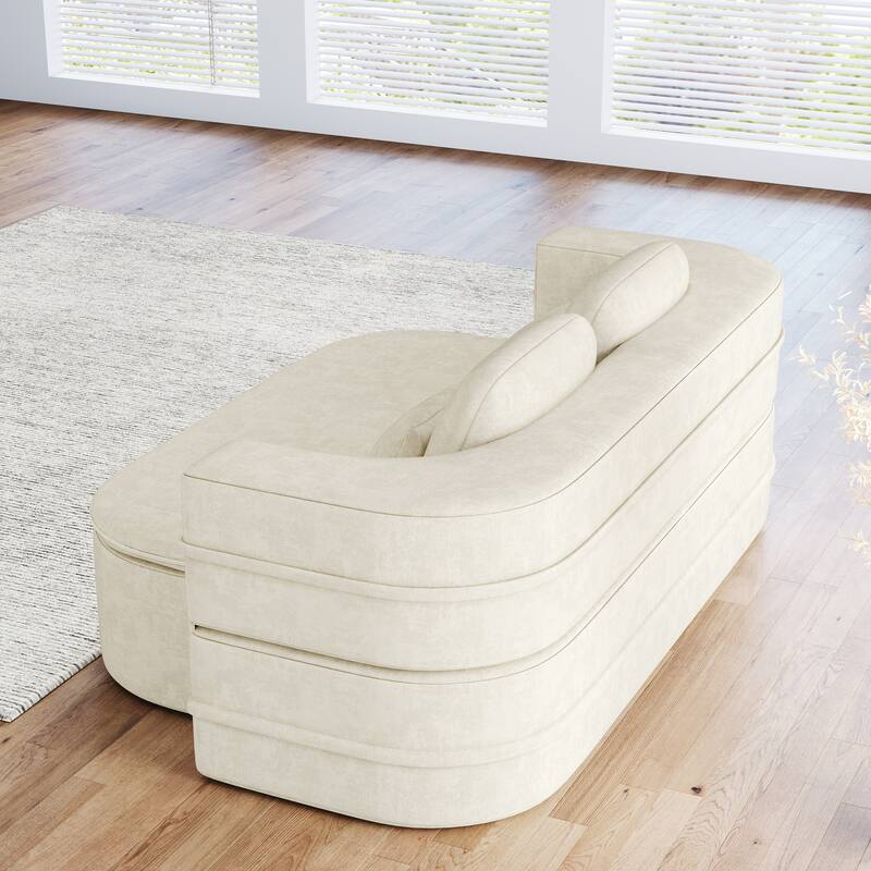 GDFStudio - Willoughby Chenille Foldable Sleeper Sofa Bed with Multi Functional Blanket