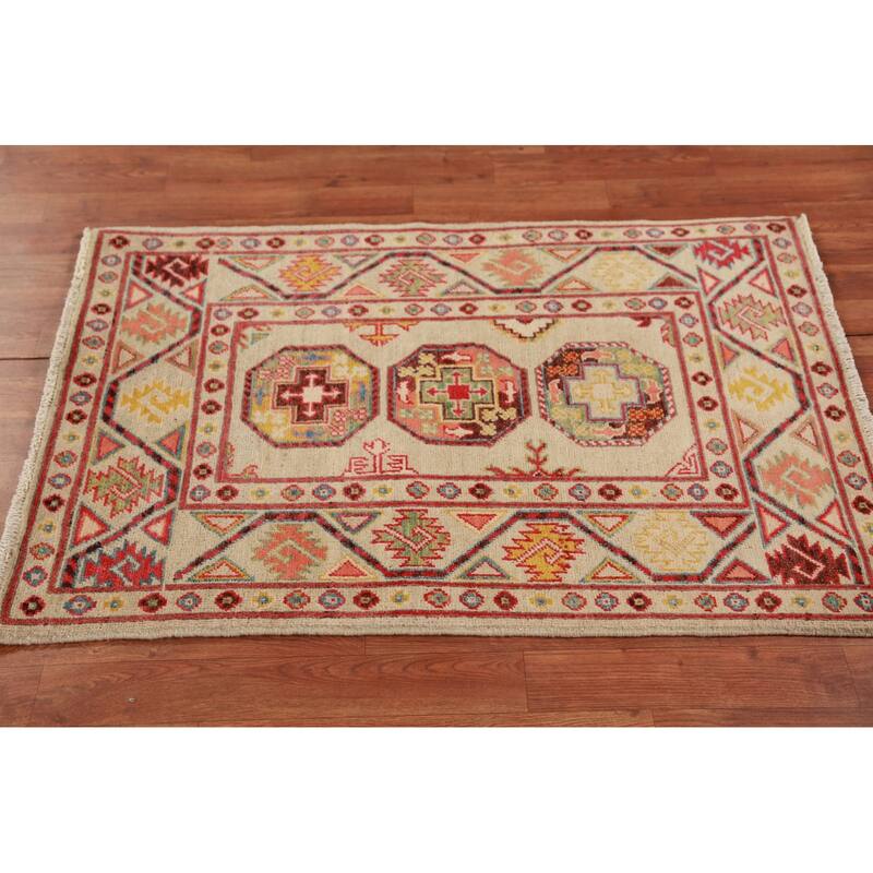 Kazak Geometric Foyer Rug Handmade Wool Carpet - 2'8"x 3'11"