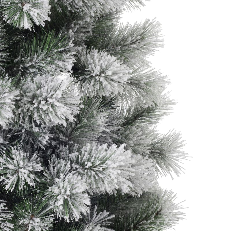 Glitzhome 6FT/7.5FT/9FT Warm White or Multi-Colored Pre-Lit Flocked Pine Artificial Christmas Tree