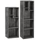 preview thumbnail 2 of 25, VECELO Set of 2 Cube Bookshelves, 3-Tier & 4-Tier Open Storage Shelves with Irregular Cubes for Living Room Bedroom Office Grey(set of 2)