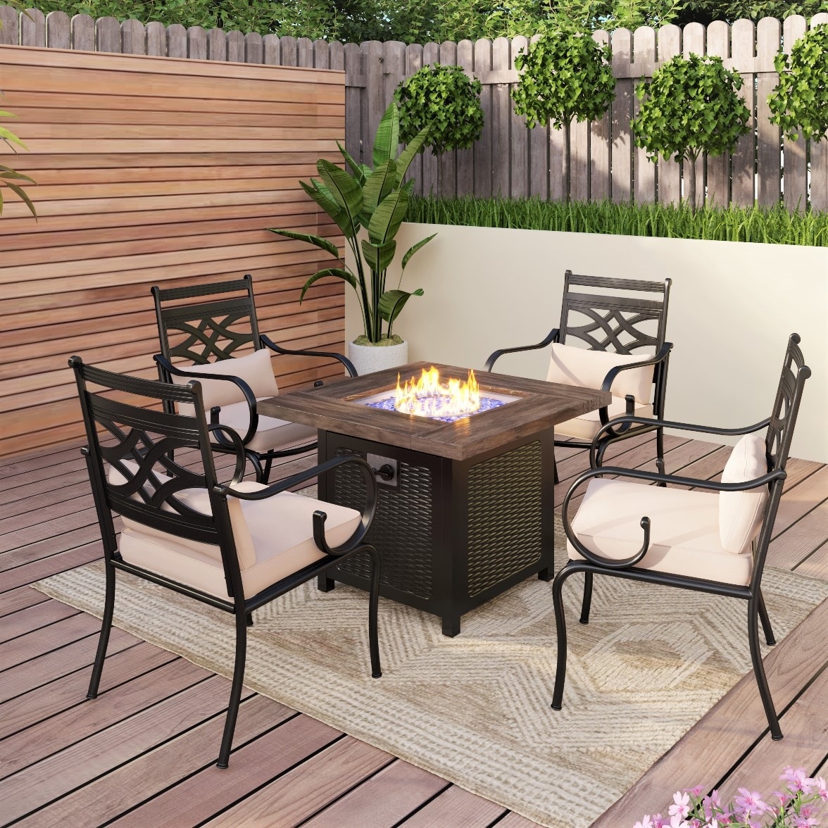 Wilson & fisher grandview patio fire pit dining set sales