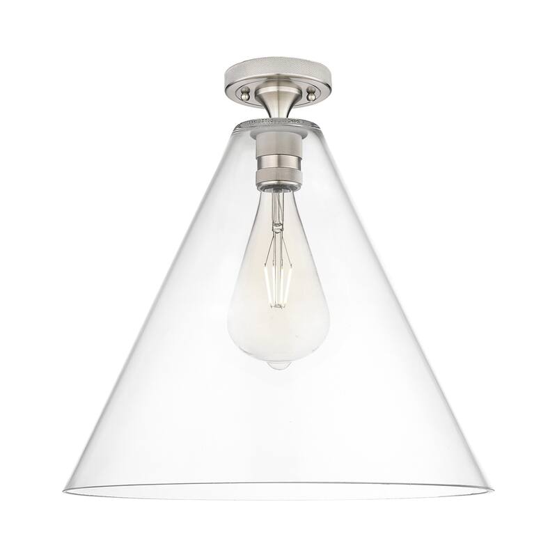 Innovations Lighting 434-1F-10-16 Crown Point Flush Cone Crown Point - Satin Nickel / Clear