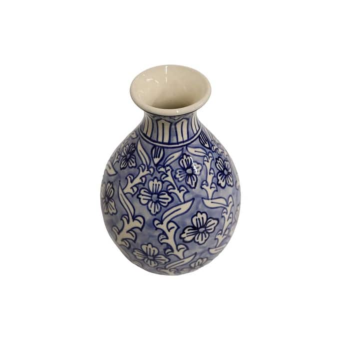 Home&Manor Ceramic Bottle Vase Light Blue