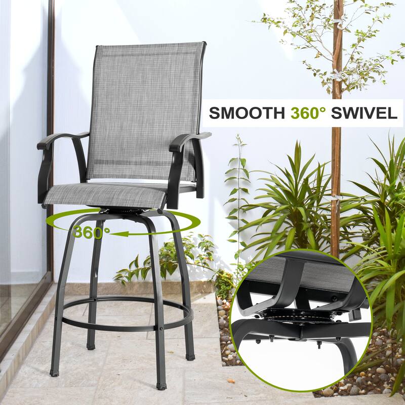 Outdoor 5-Piece Textilene Bar Set, Swivel Bar Stools and Bar Table