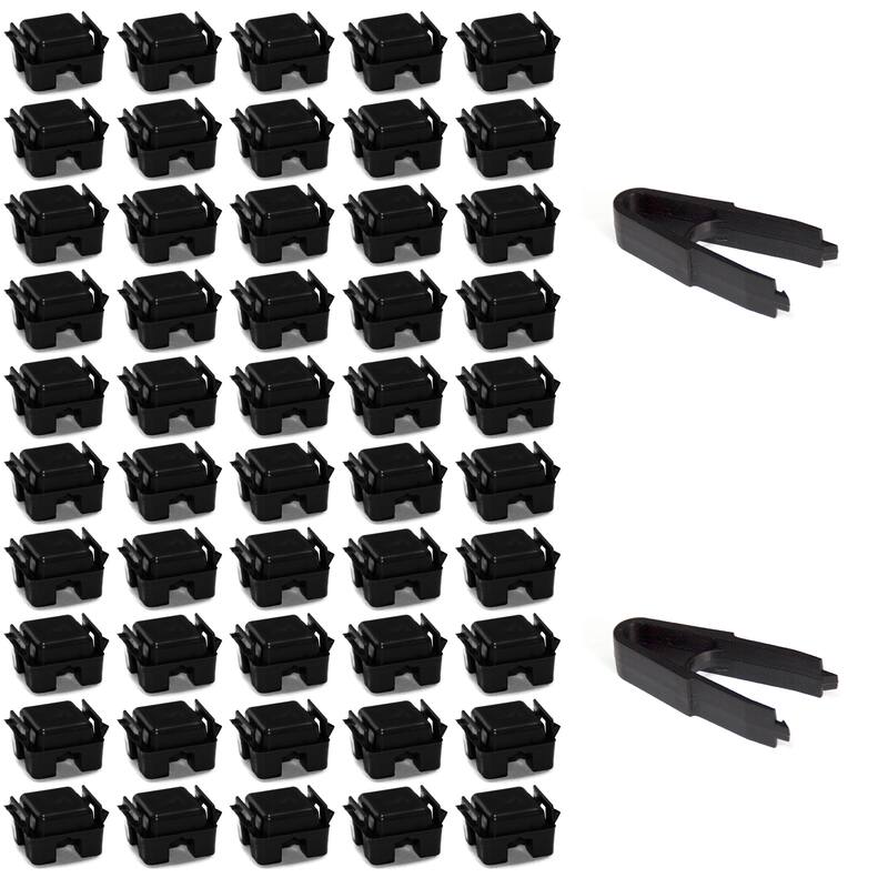 Modular Cube Locking Clips Pack of 50 and 2 Tweezers - Black
